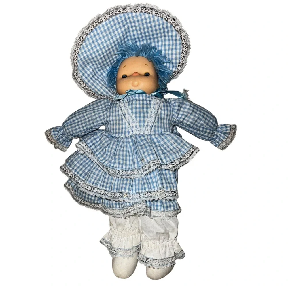 Large 2 RARE Vintage 1980s Ice Cream Dolls Set Blue Pink Dresses Ruffled Pants